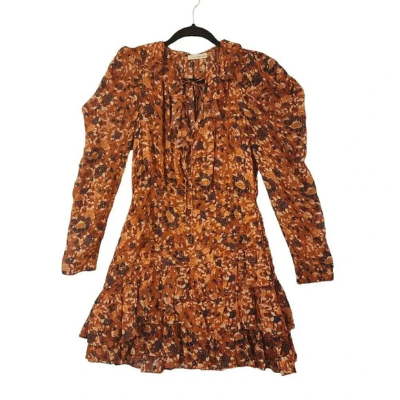 NWOT $595 Ulla Johnson Cecily Mini Dress Women's Poppy Rust Orange Size 6 - Picture 3 of 9